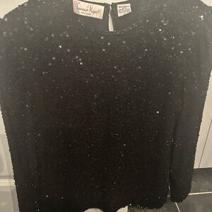 Laurence Kazar Black Sequin Blouse